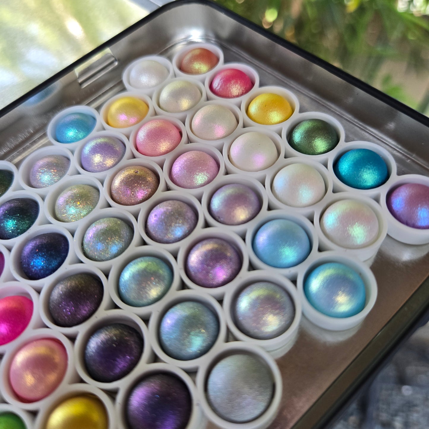 1 & 2 Magical Drop Tiny Sampler set Handmade Shimmer Hologram Color shift Chrome mica Chameleon Watercolor Paint