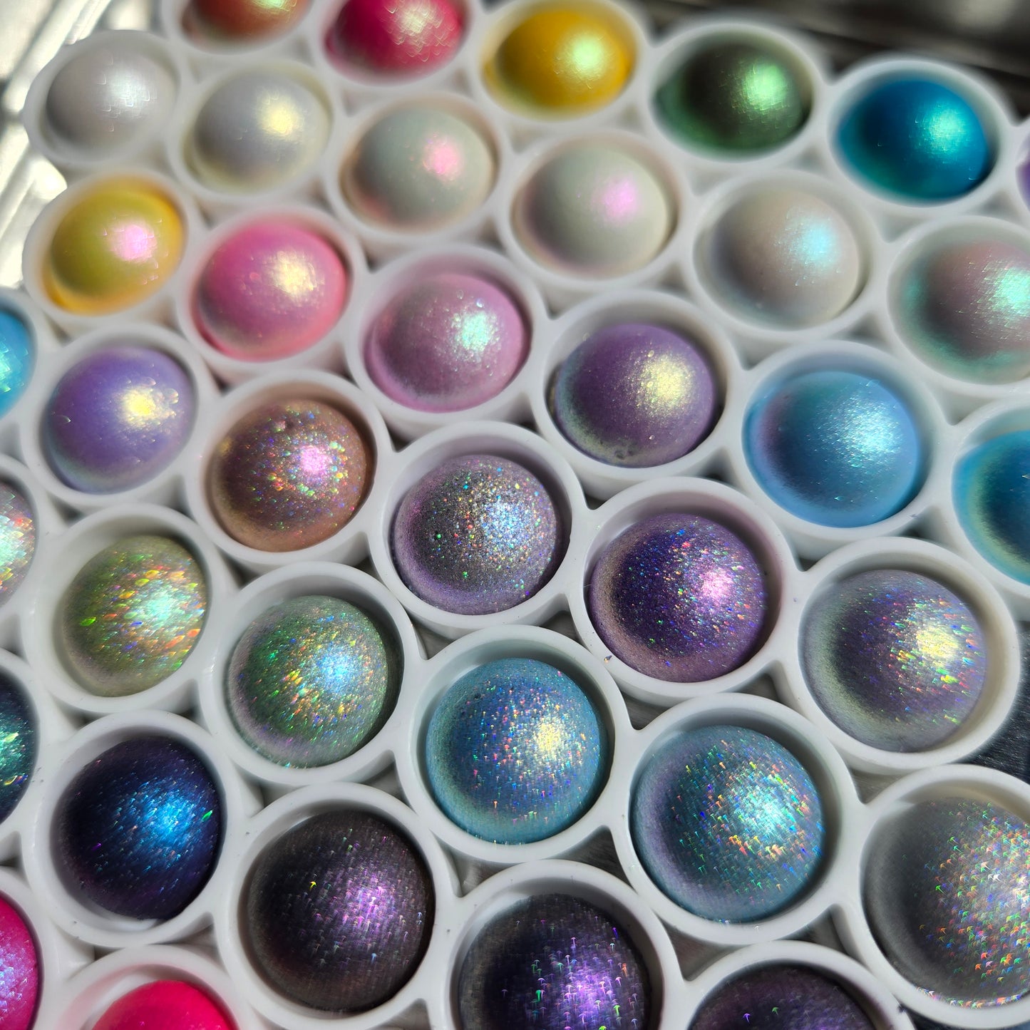 1 & 2 Magical Drop Tiny Sampler set Handmade Shimmer Hologram Color shift Chrome mica Chameleon Watercolor Paint