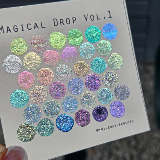Vol.1 Magical Drop Tiny Sampler set Handmade Shimmer Hologram Color shift Chrome mica Chameleon Watercolor Paint