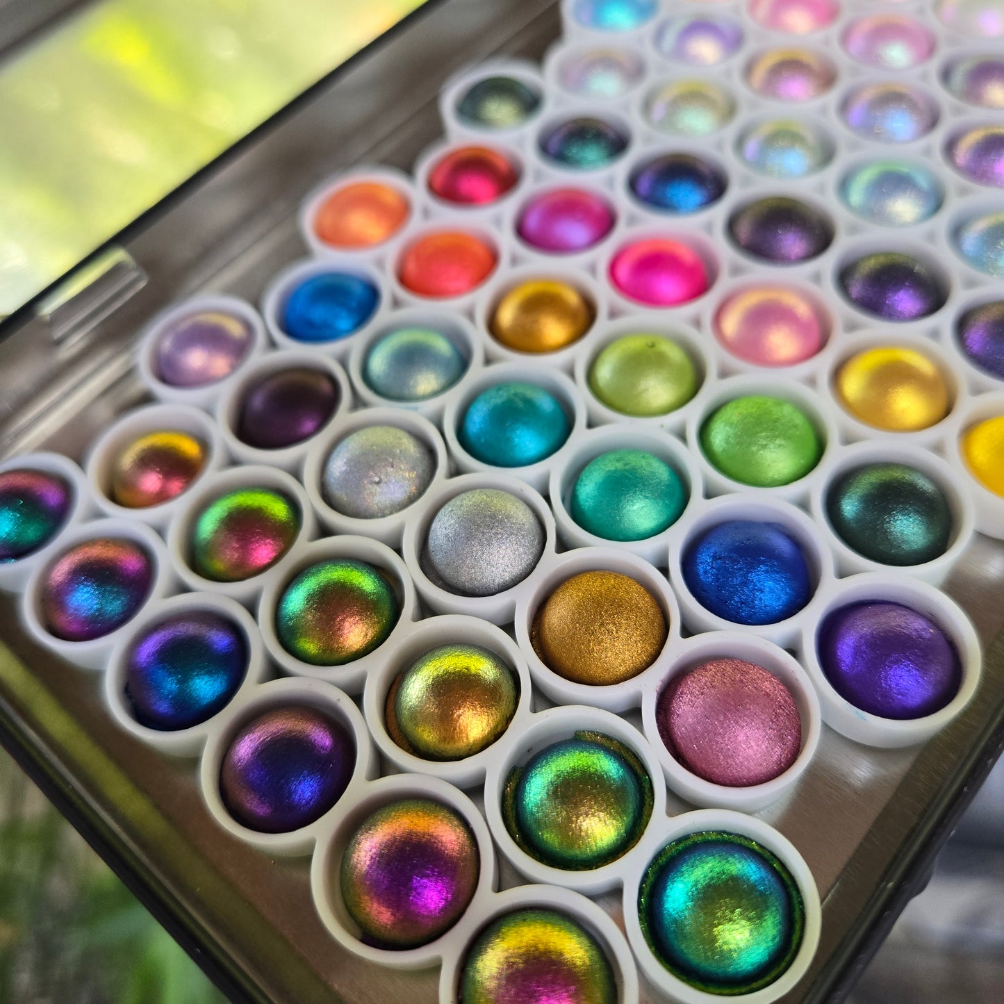 1 & 2 Magical Drop Tiny Sampler set Handmade Shimmer Hologram Color shift Chrome mica Chameleon Watercolor Paint