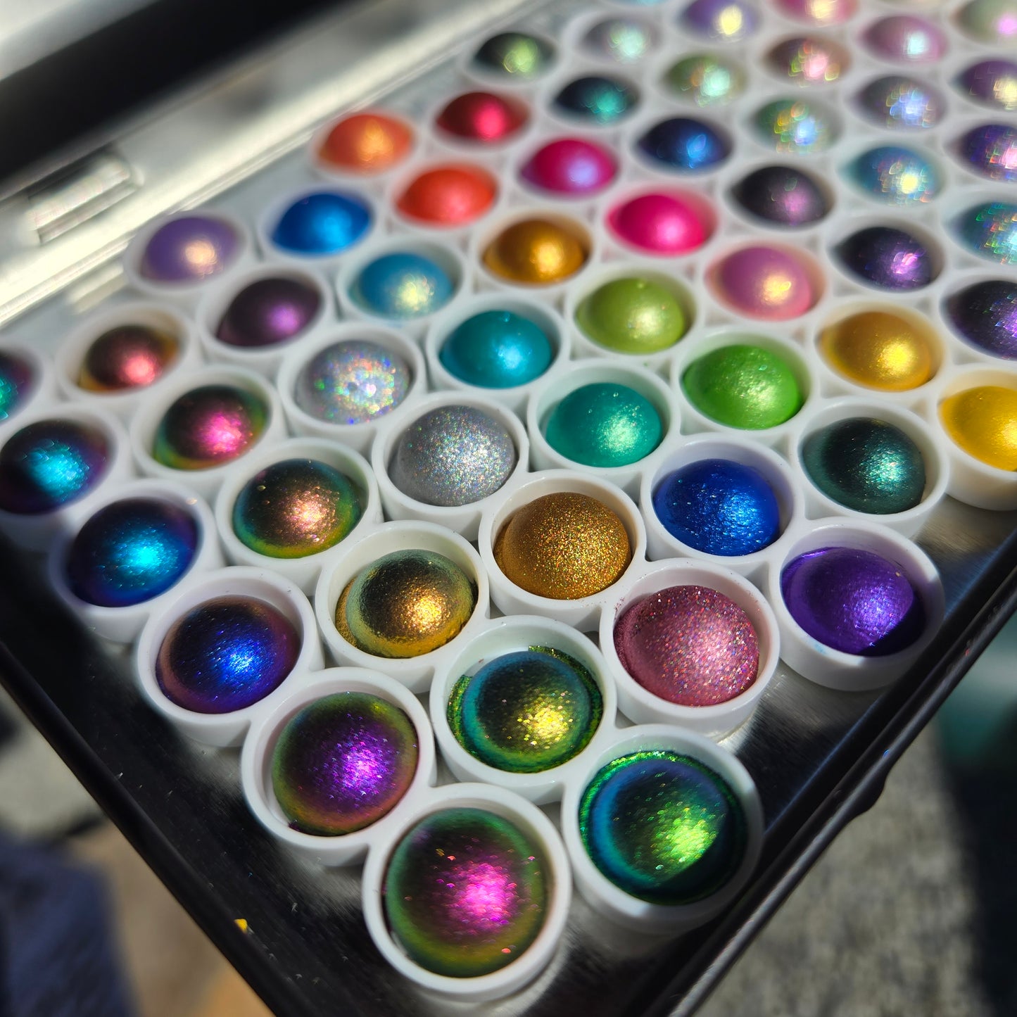 1 & 2 Magical Drop Tiny Sampler set Handmade Shimmer Hologram Color shift Chrome mica Chameleon Watercolor Paint