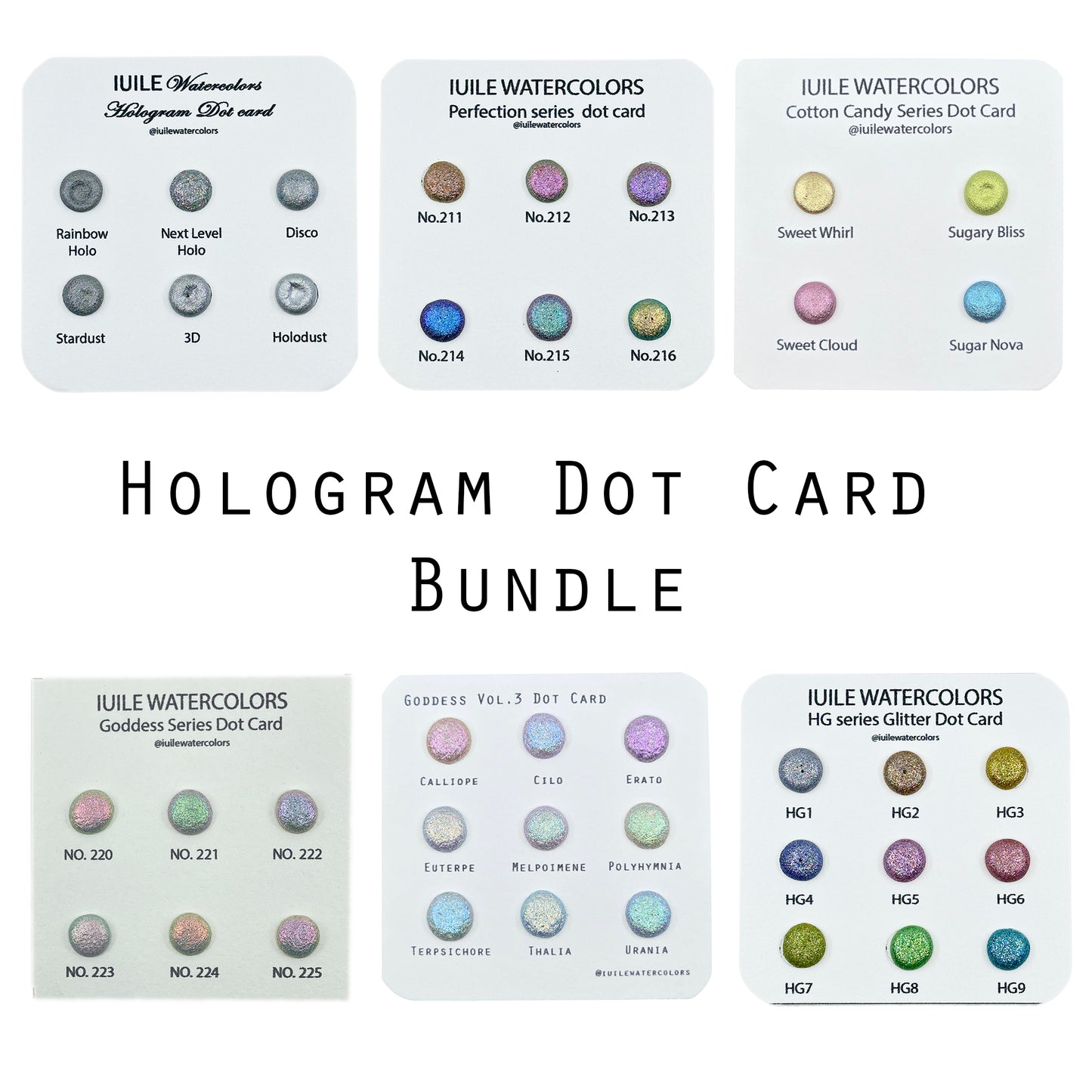 IUILE Dot Card Bundles Handmade Chrome Super Color Shift Shimmer Watercolor Paints