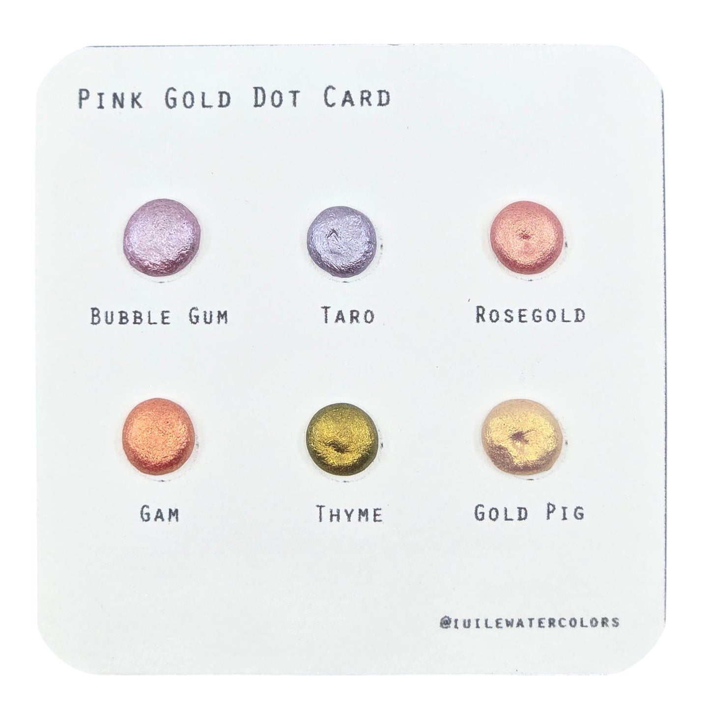 Pink Gold Dot Card Handmade Chrome Super Color Shift Shimmer Watercolor Paints by iuilewatercolors