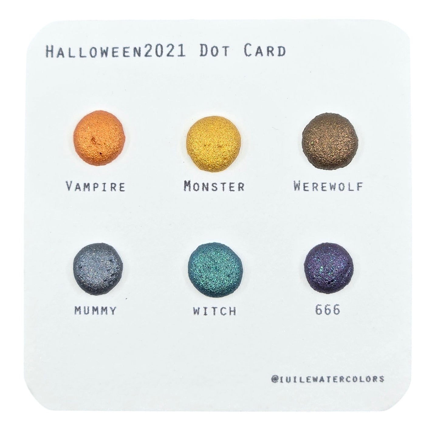 Halloween2021 Dot Card Handmade Chrome Super Color Shift Shimmer Watercolor Paints by iuilewatercolors