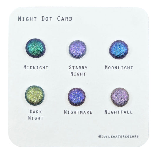 Night Dot Card Tester Sampler Watercolor Shimmer Glittery Paints