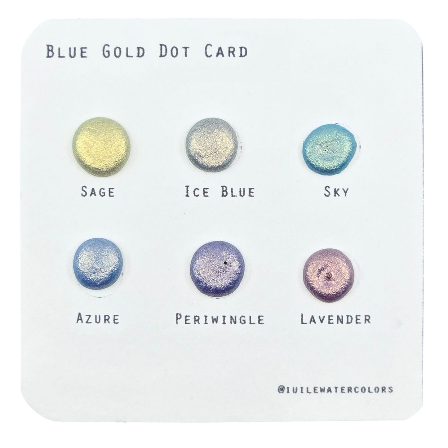 Blue Gold Dot Card Handmade Chrome Super Color Shift Shimmer Watercolor Paints by iuilewatercolors