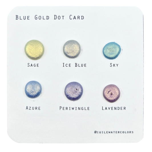 Blue Gold Dot Card Handmade Chrome Super Color Shift Shimmer Watercolor Paints by iuilewatercolors
