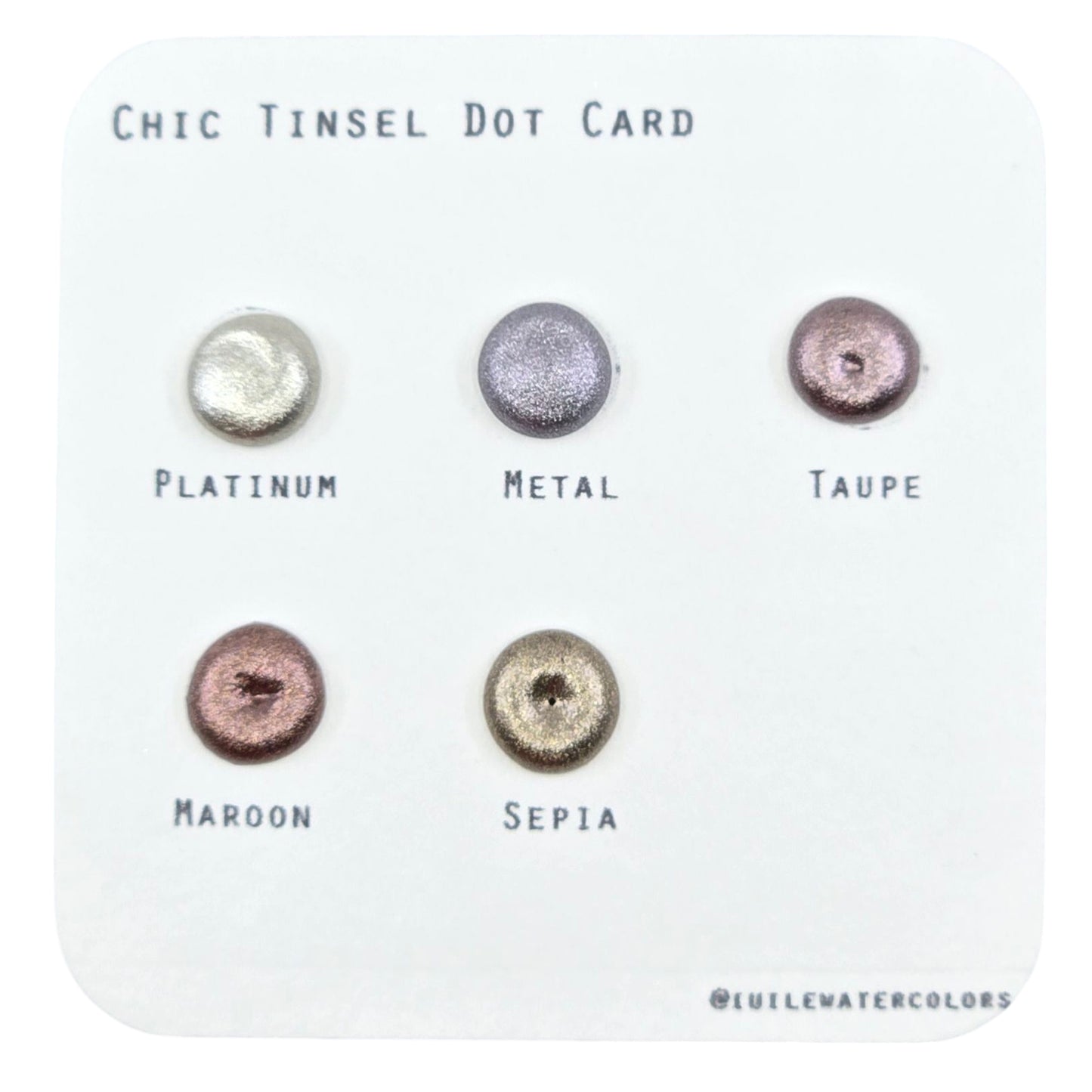 Chic Tinsel 2024 Christmas Dot Card Handmade Chrome Shimmer Watercolor Paints by iuilewatercolors