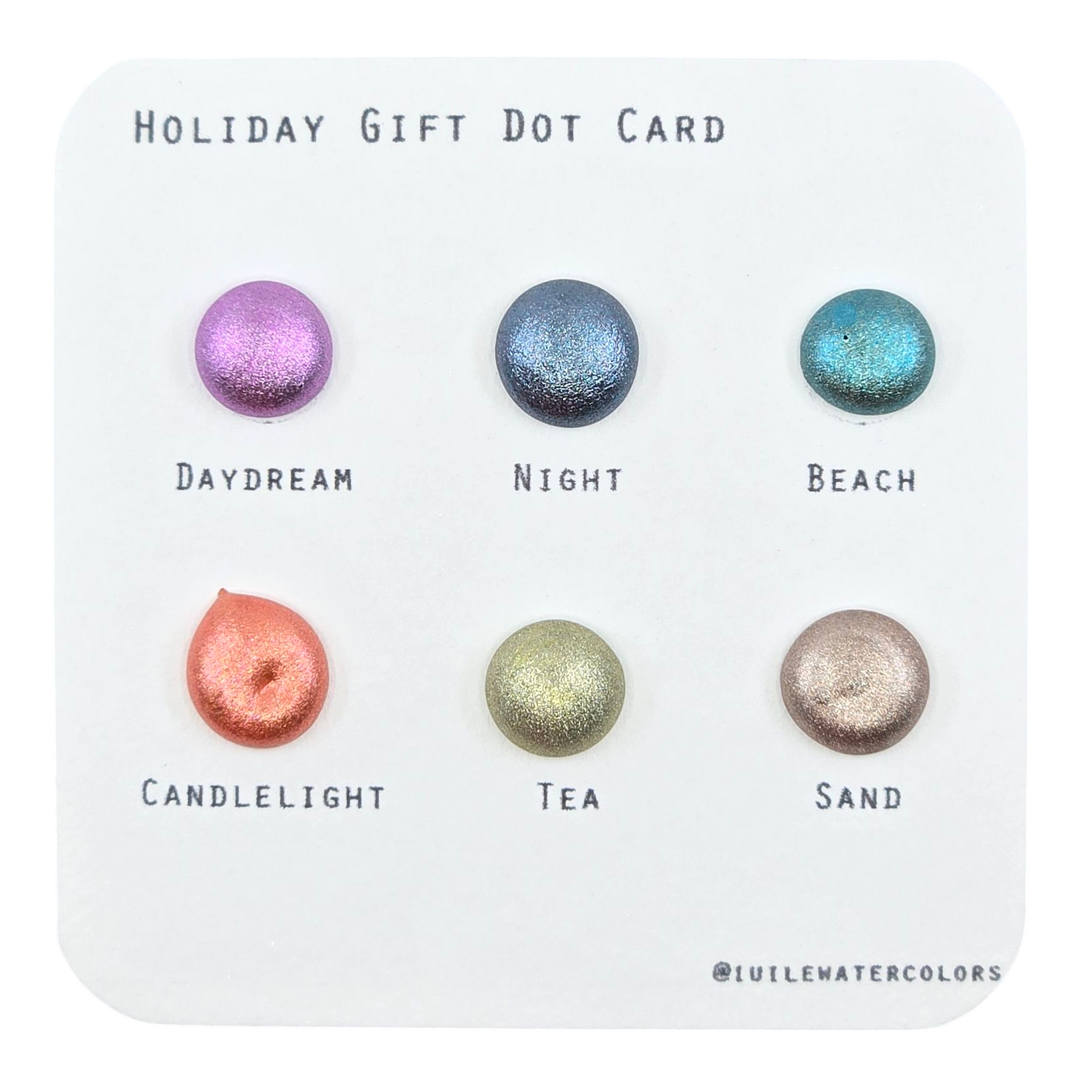 Holiday Gift 2024 Christmas Dot Card Handmade Chrome Shimmer Watercolor Paints by iuilewatercolors