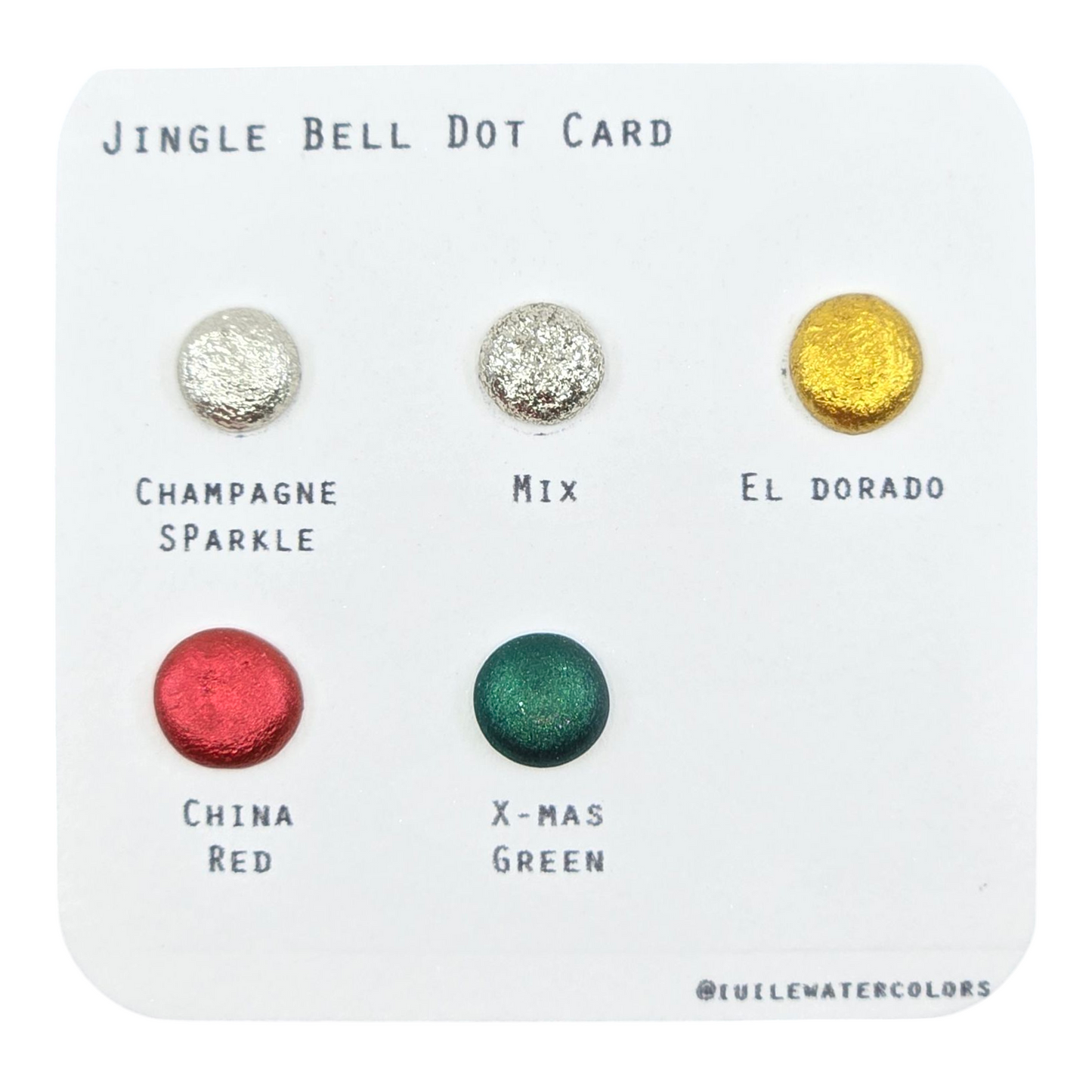 Jingle Bell Dot Card Handmade Chrome Shimmer Watercolor Paints by iuilewatercolors