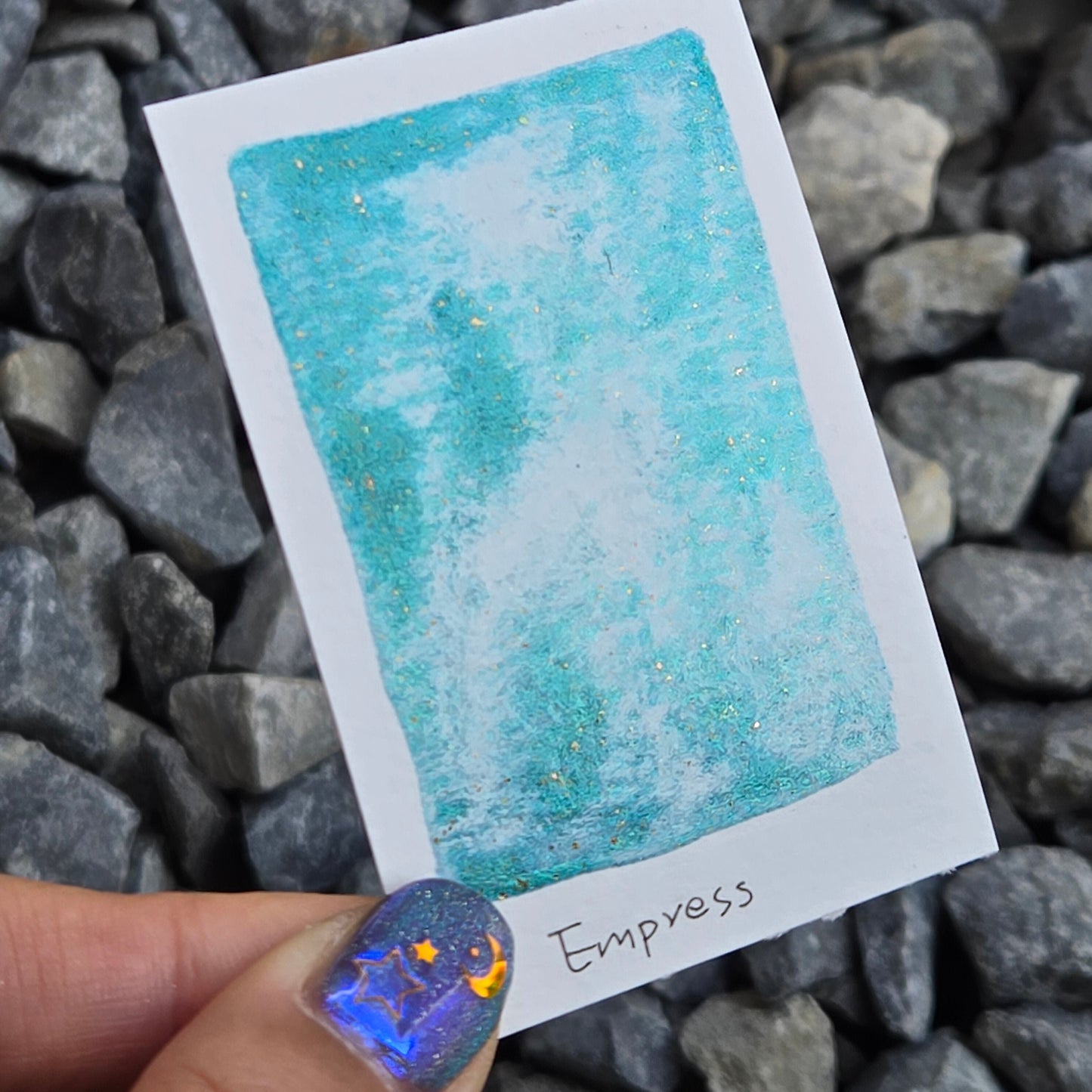 Empress Green Teal Half Pan Handmade Shimmer Watercolor Paints by iuilewatercolors