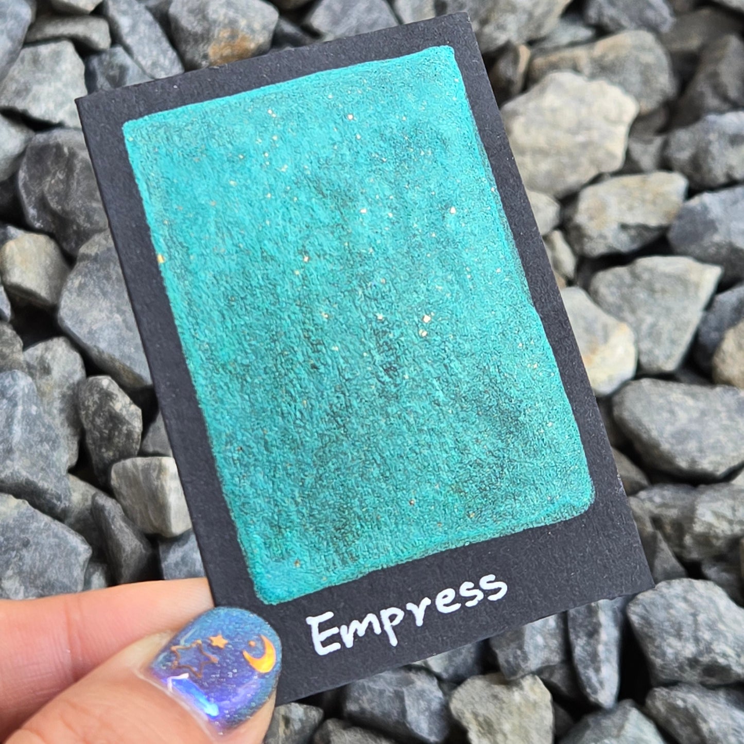 Empress Green Teal Half Pan Handmade Shimmer Watercolor Paints by iuilewatercolors