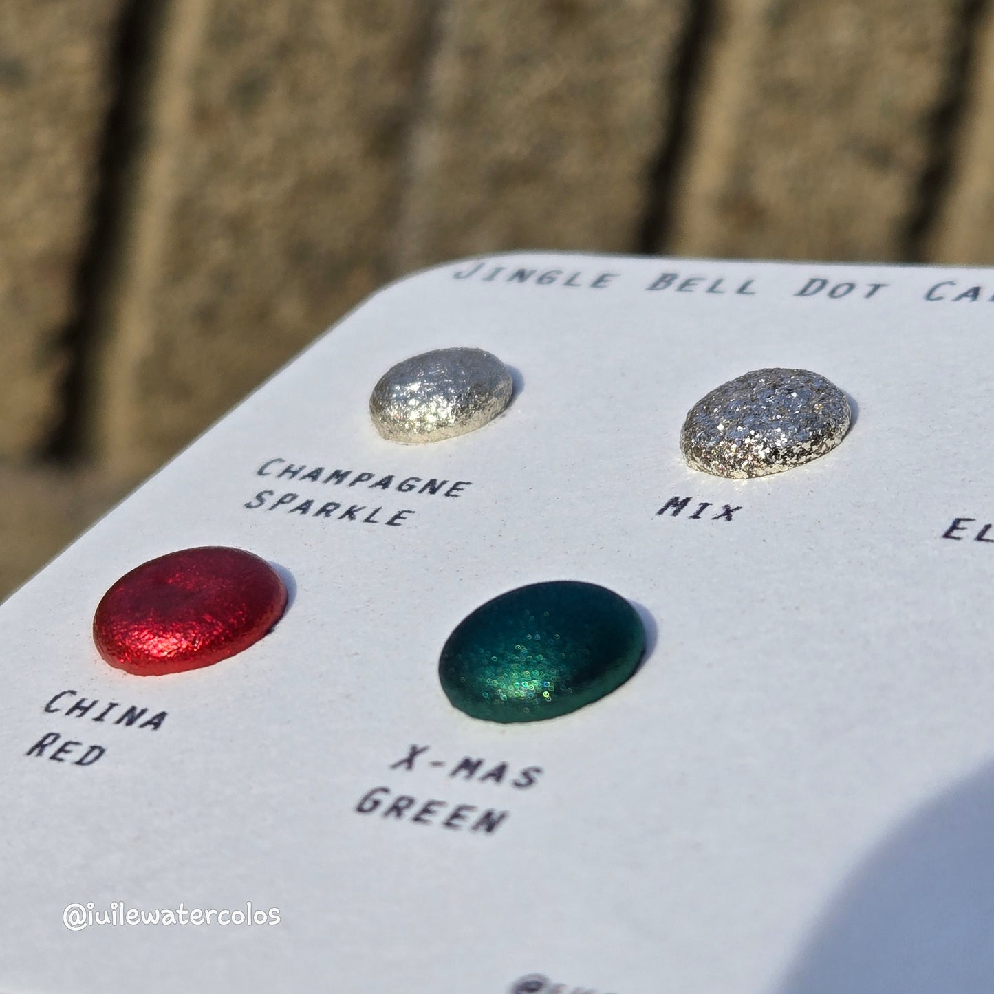 Merry Christmas Dot Card Handmade Chrome Shimmer Watercolor Paints by iuilewatercolors