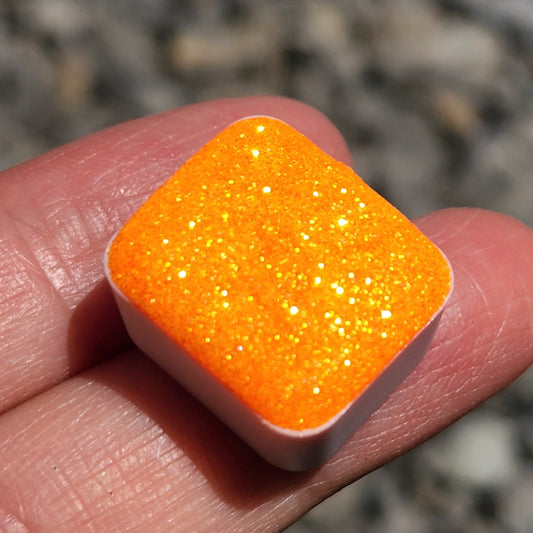 Cantaloupe Jelly Bean Chunky glitter watercolor paints half pan