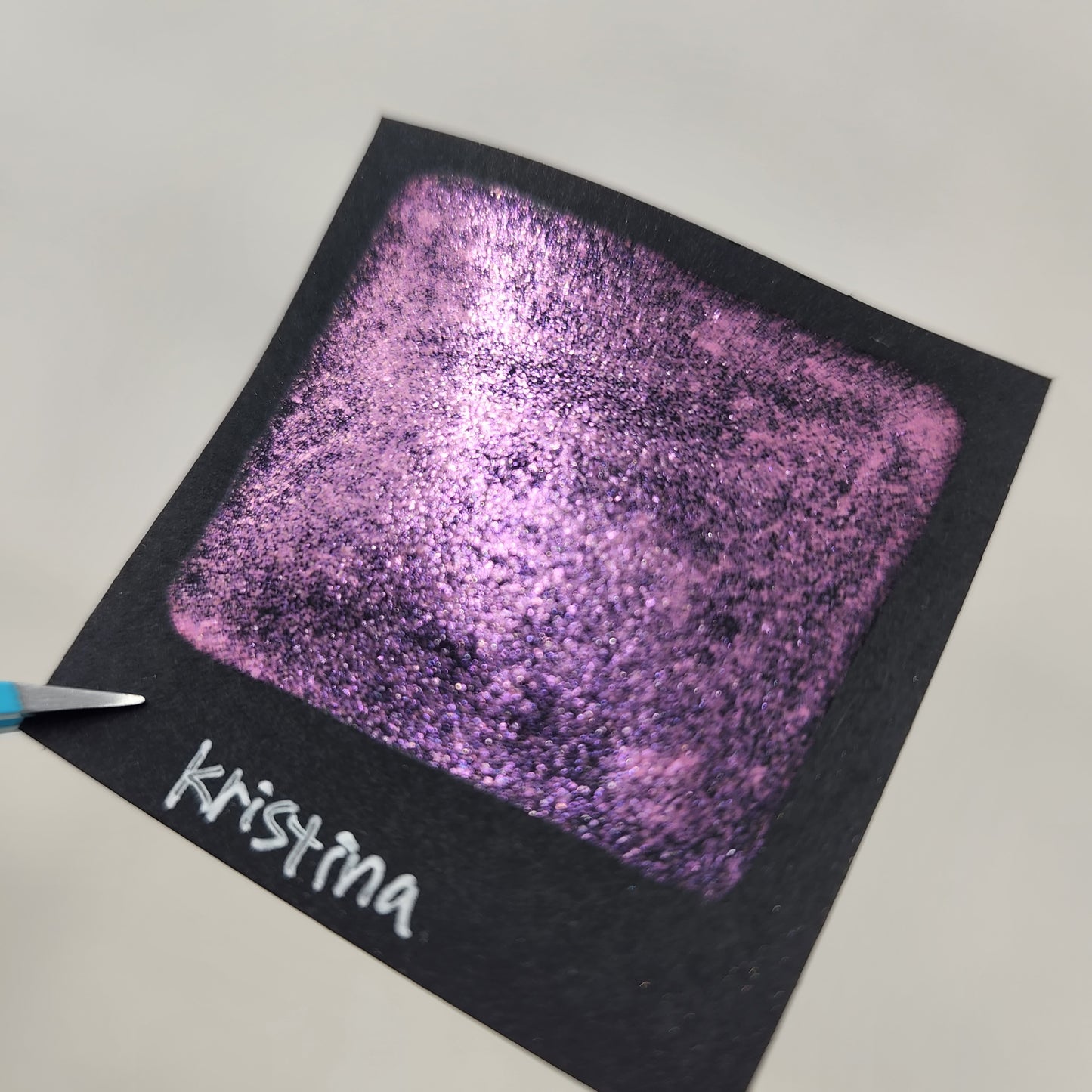 Kristina The Artist flakes mica Handmade watercolor paint half pan