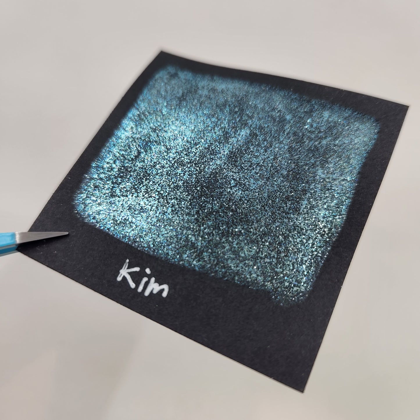 Kim The Artist flakes mica Handmade watercolor paint half pan