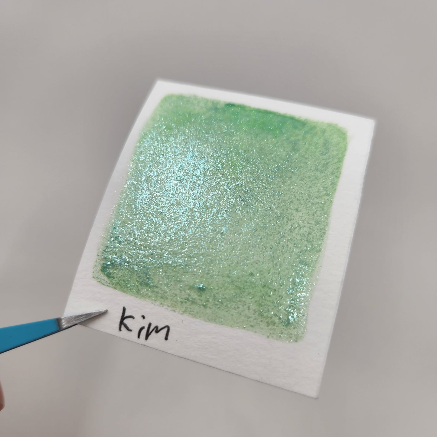 Kim The Artist flakes mica Handmade watercolor paint half pan
