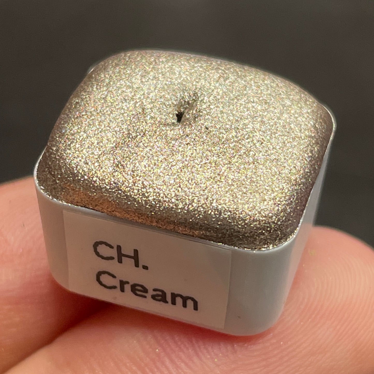 Cream Christmas Chrome watercolor paint half pan