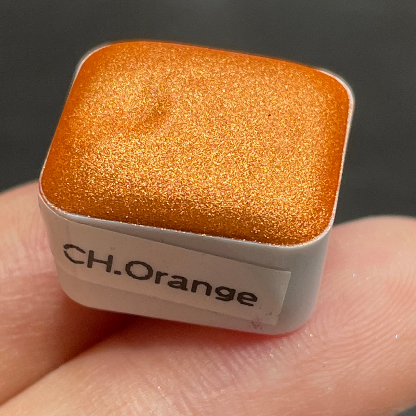 Orange Christmas Chrome watercolor paint half pan