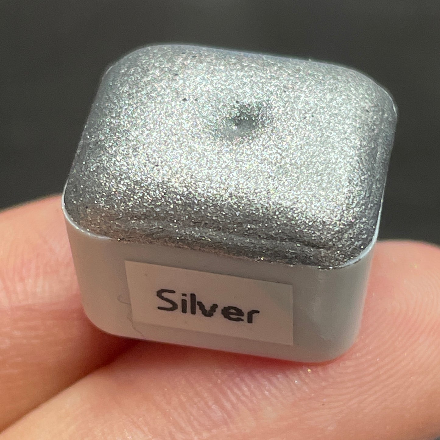 Silver Christmas Chrome watercolor paint half pan