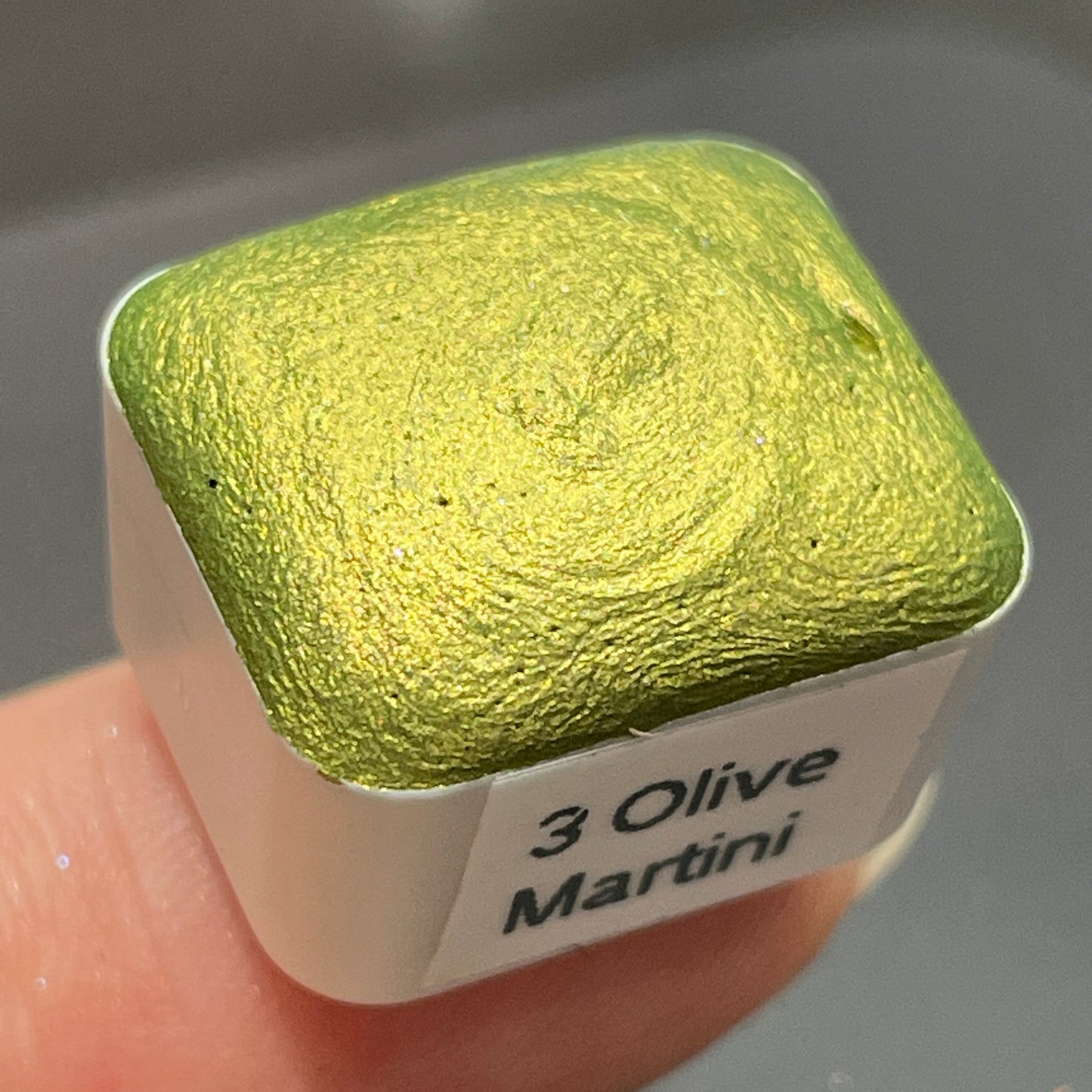 3 Olive martini green watercolor paints half pan