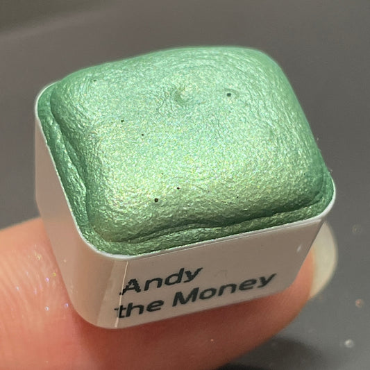 Andy the Money green watercolor paints half pan