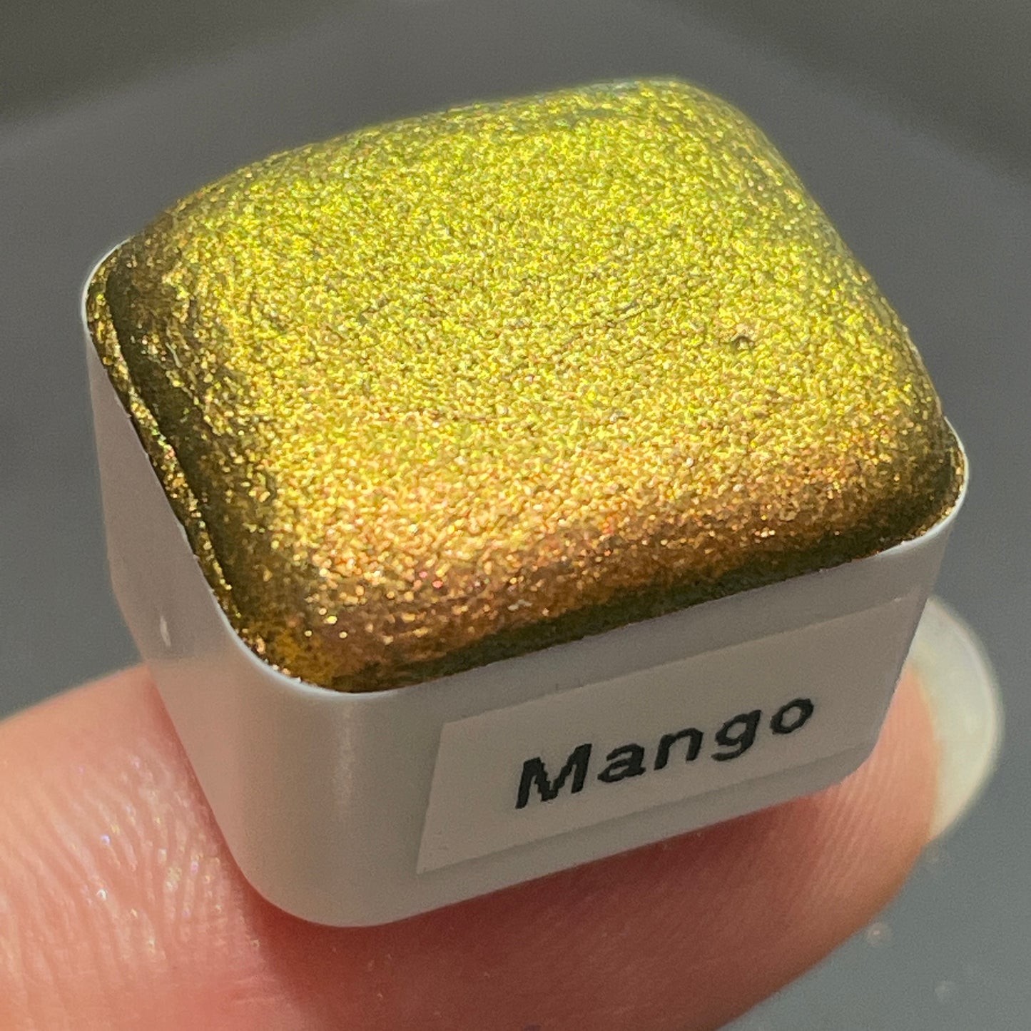 Mango gold Half pan Fruits Basket Colorshift Handmade shimmer watercolor paints