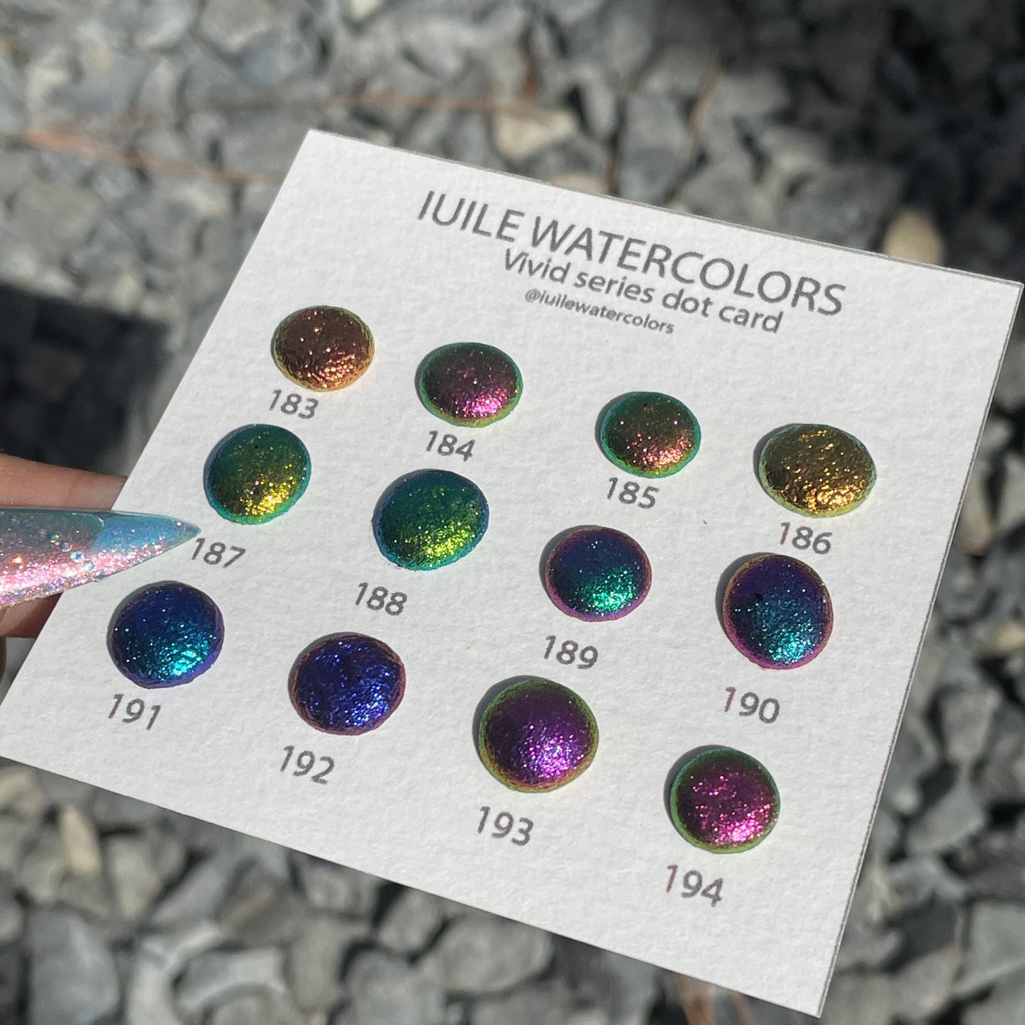Vivid Dot Card Tester Sampler Watercolor Shimmer Glittery Paints