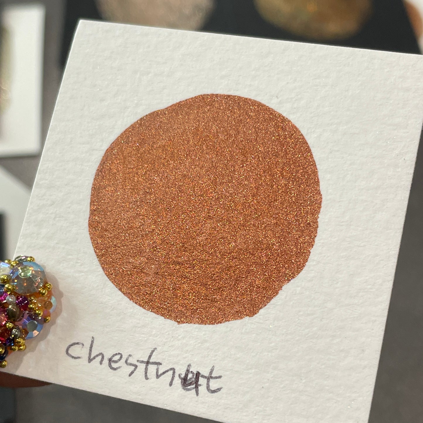 Chestnut Brown Shimmer Metallic Watercolor Paints Half Pans Autumn2022