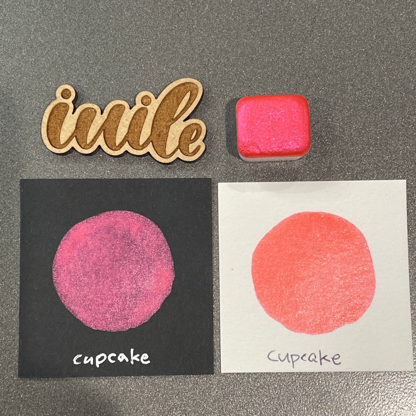 Cupcake Pink Orange Shimmer Metallic Watercolor Paints Half Pans Autumn2022