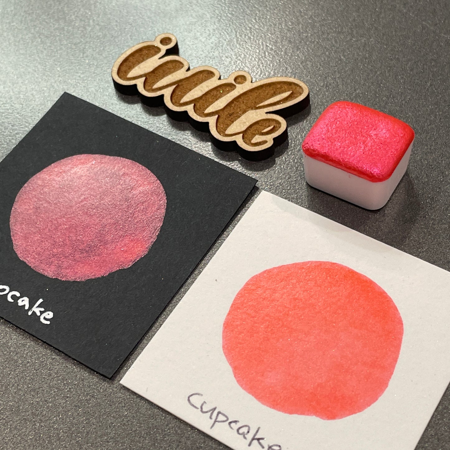 Cupcake Pink Orange Shimmer Metallic Watercolor Paints Half Pans Autumn2022