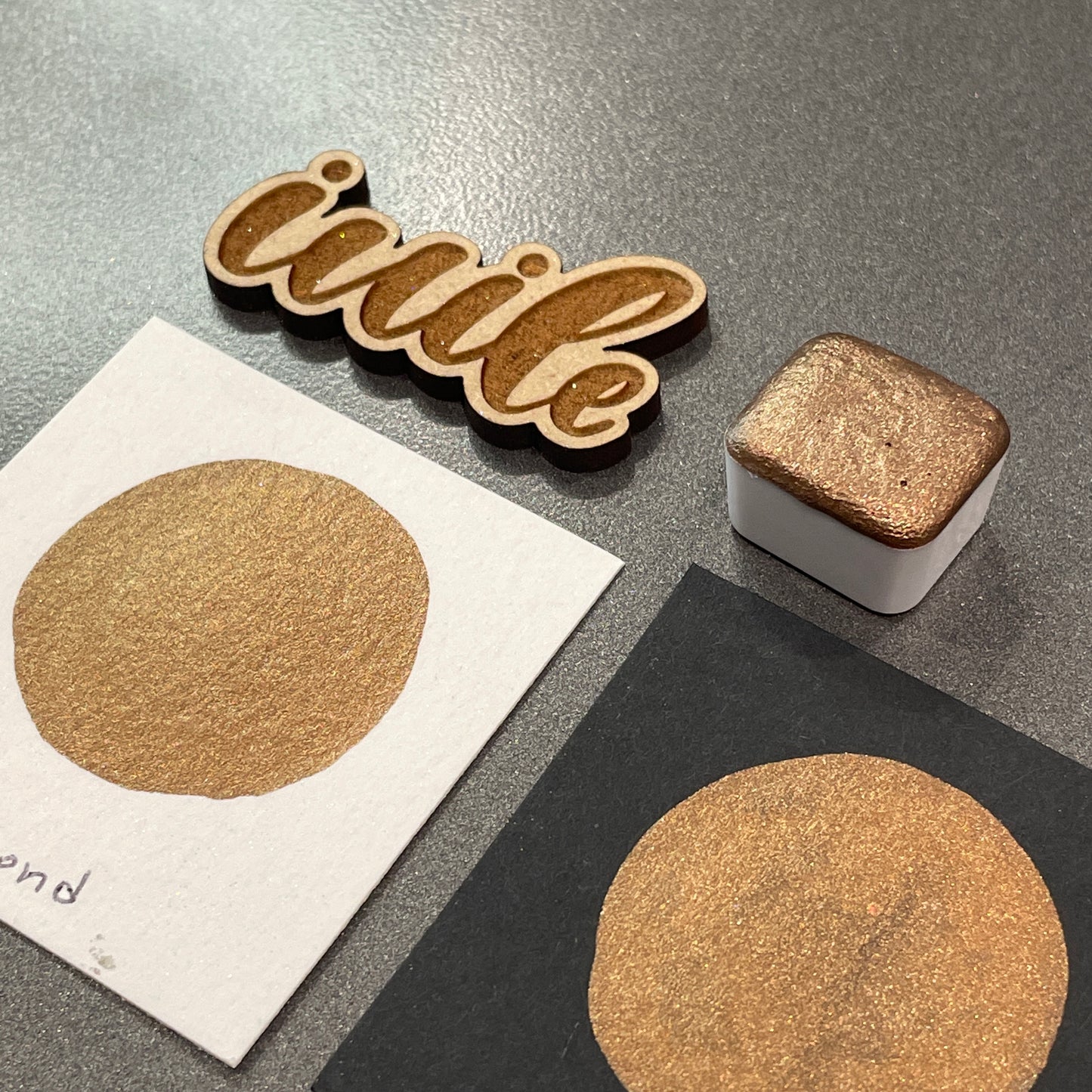 Almond Brown shimmer metallic Watercolor Paints Half Pans Autumn2022