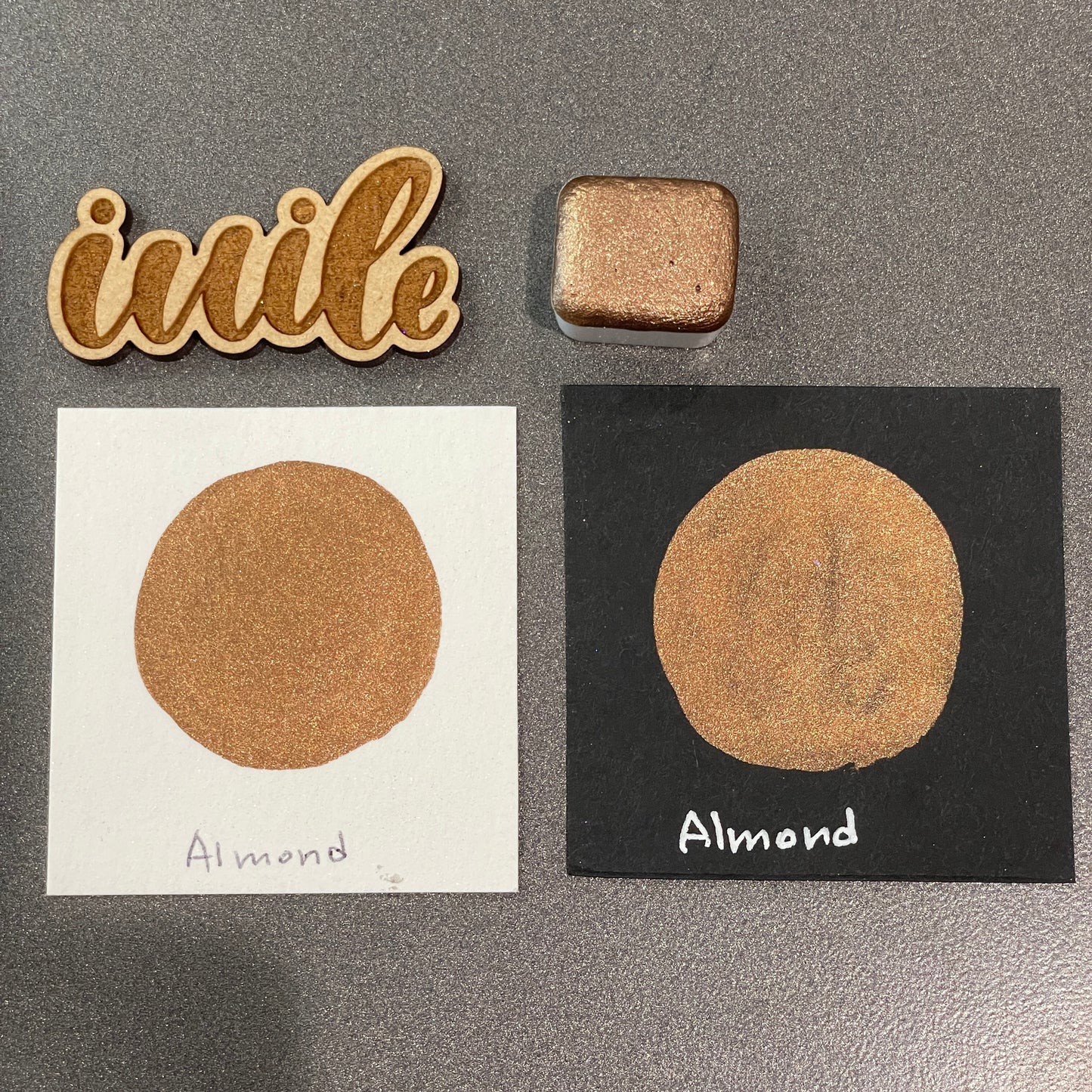 Almond Brown shimmer metallic Watercolor Paints Half Pans Autumn2022