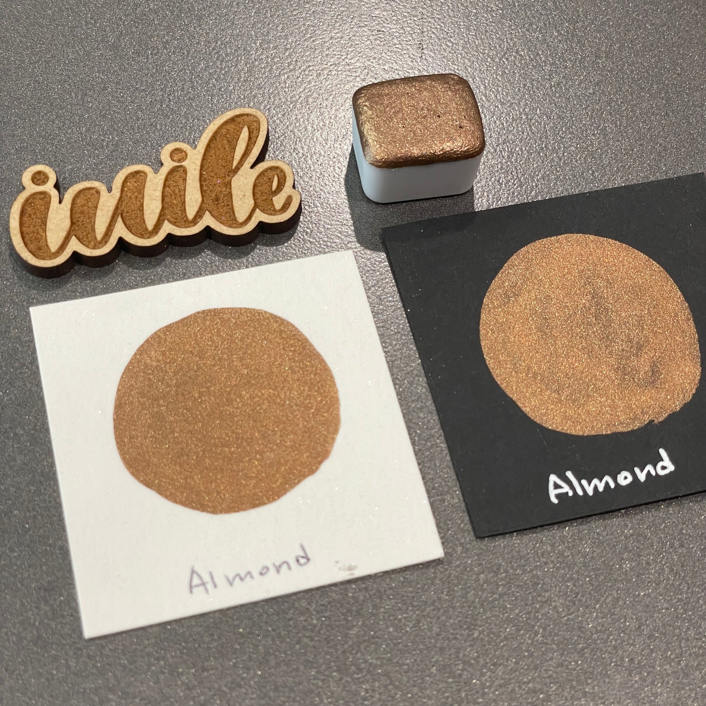 Almond Brown shimmer metallic Watercolor Paints Half Pans Autumn2022