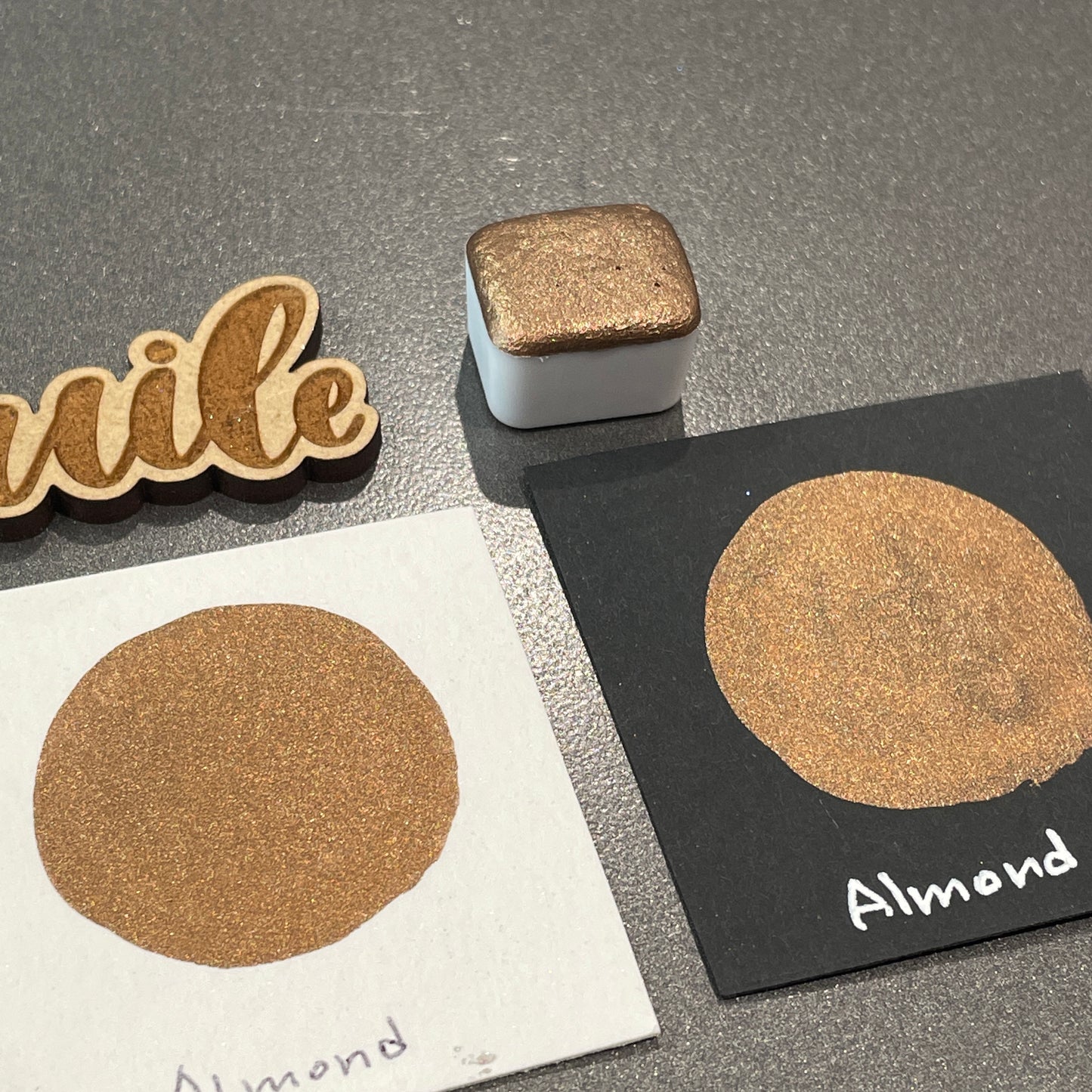 Almond Brown shimmer metallic Watercolor Paints Half Pans Autumn2022