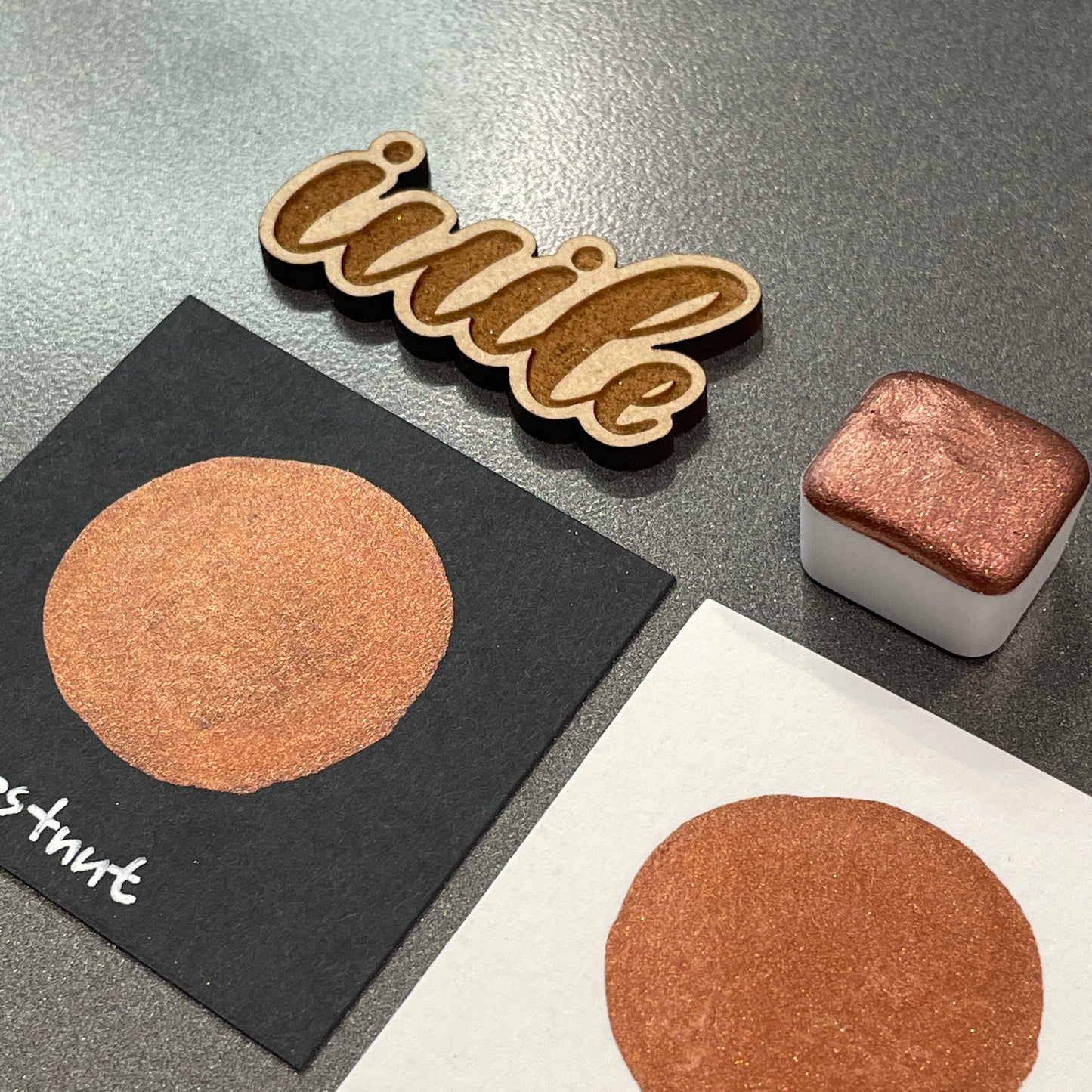 Chestnut Brown Shimmer Metallic Watercolor Paints Half Pans Autumn2022