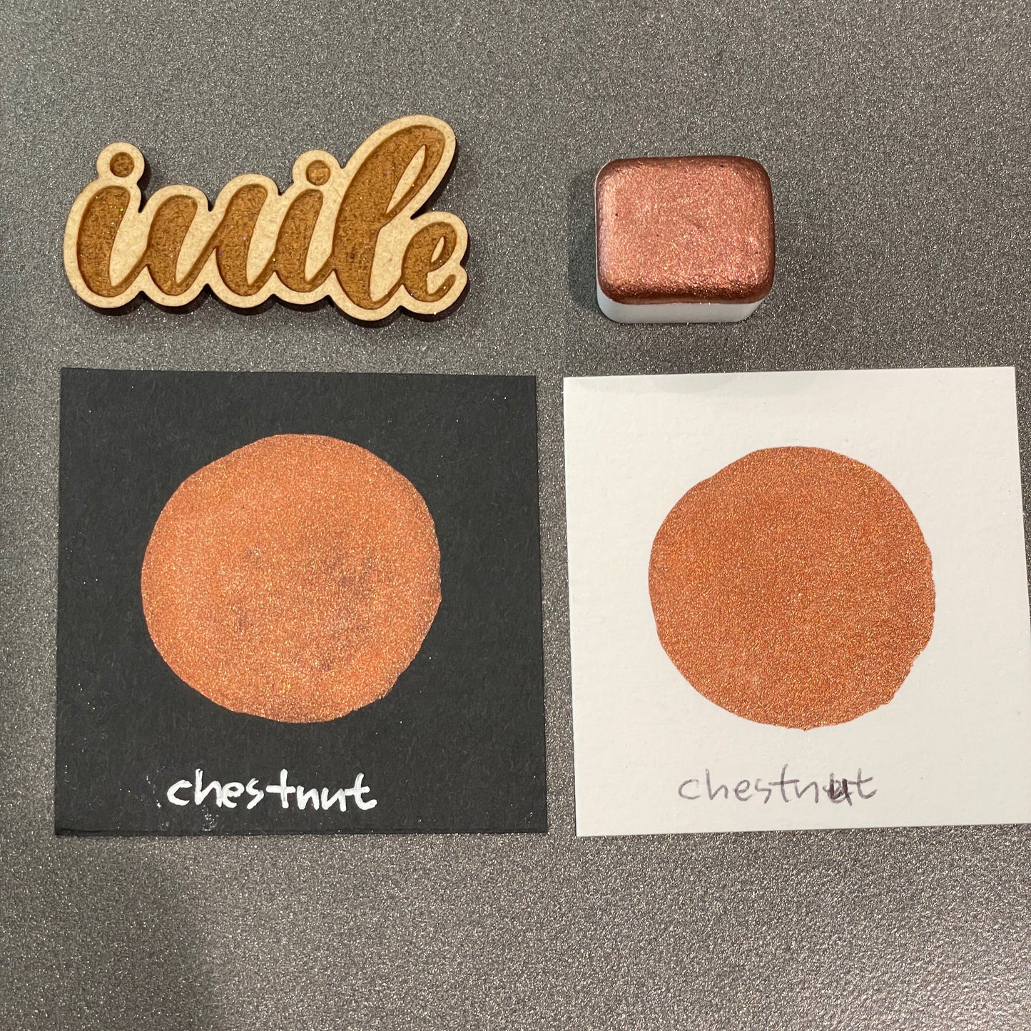 Chestnut Brown Shimmer Metallic Watercolor Paints Half Pans Autumn2022