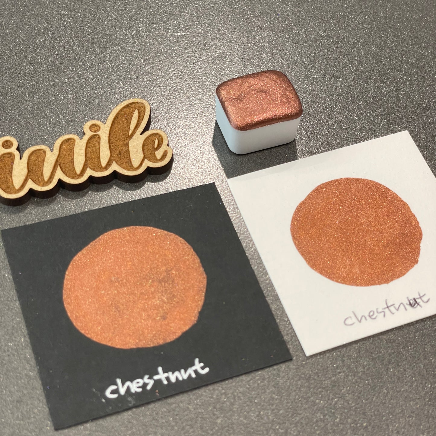 Chestnut Brown Shimmer Metallic Watercolor Paints Half Pans Autumn2022