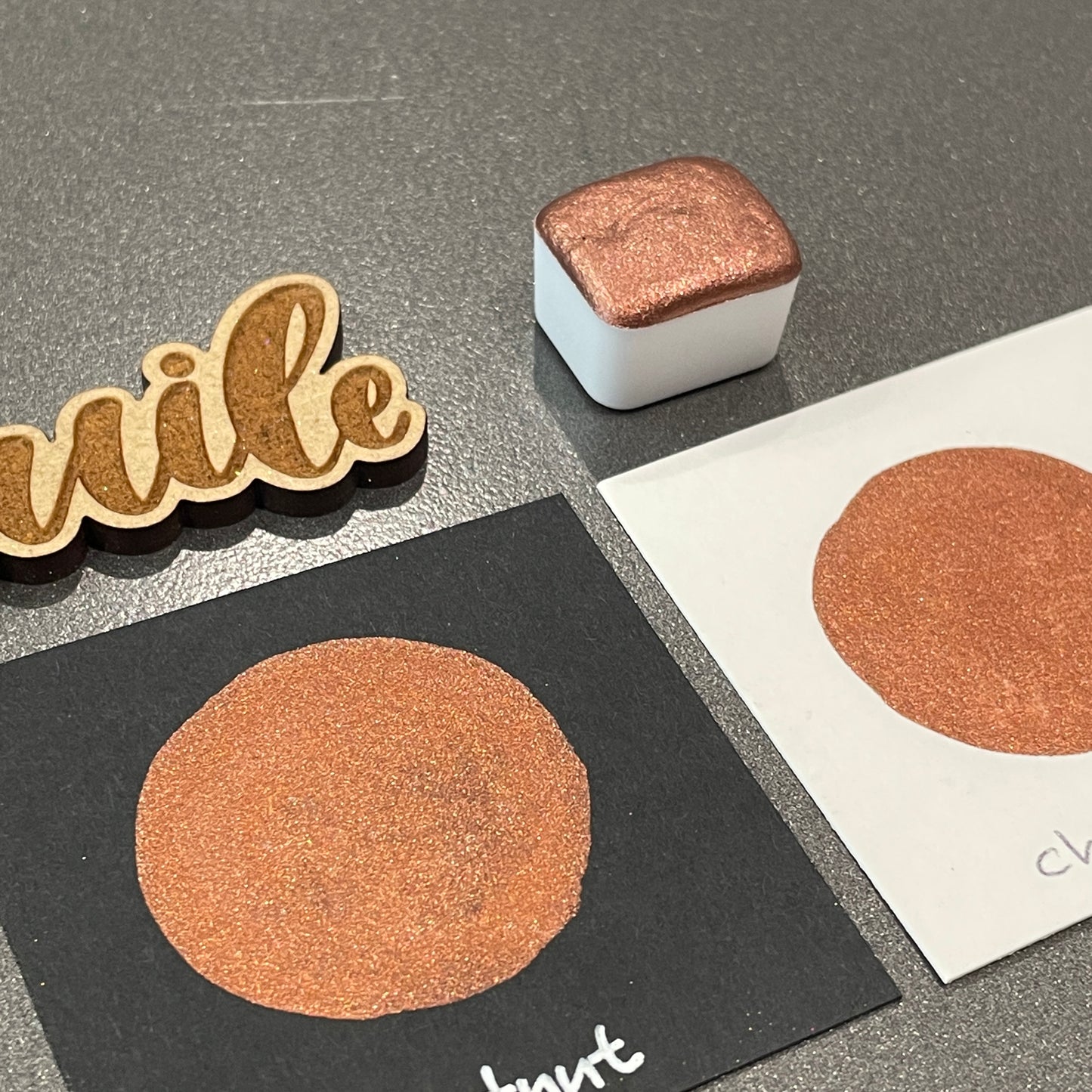 Chestnut Brown Shimmer Metallic Watercolor Paints Half Pans Autumn2022