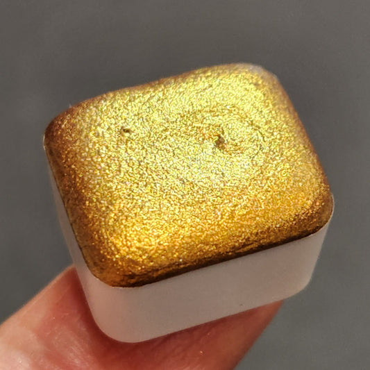 Beer gold Fell in love handmade shimmer mica watercolor paints Half pans