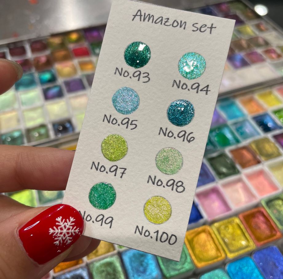 Last Chance! Amazon Dot Card Tester Sampler Watercolor Shimmer Glittery Paints