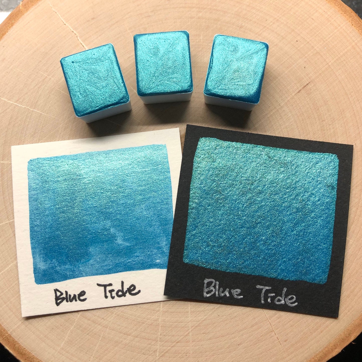 Blue tide teal watercolor paints half pan