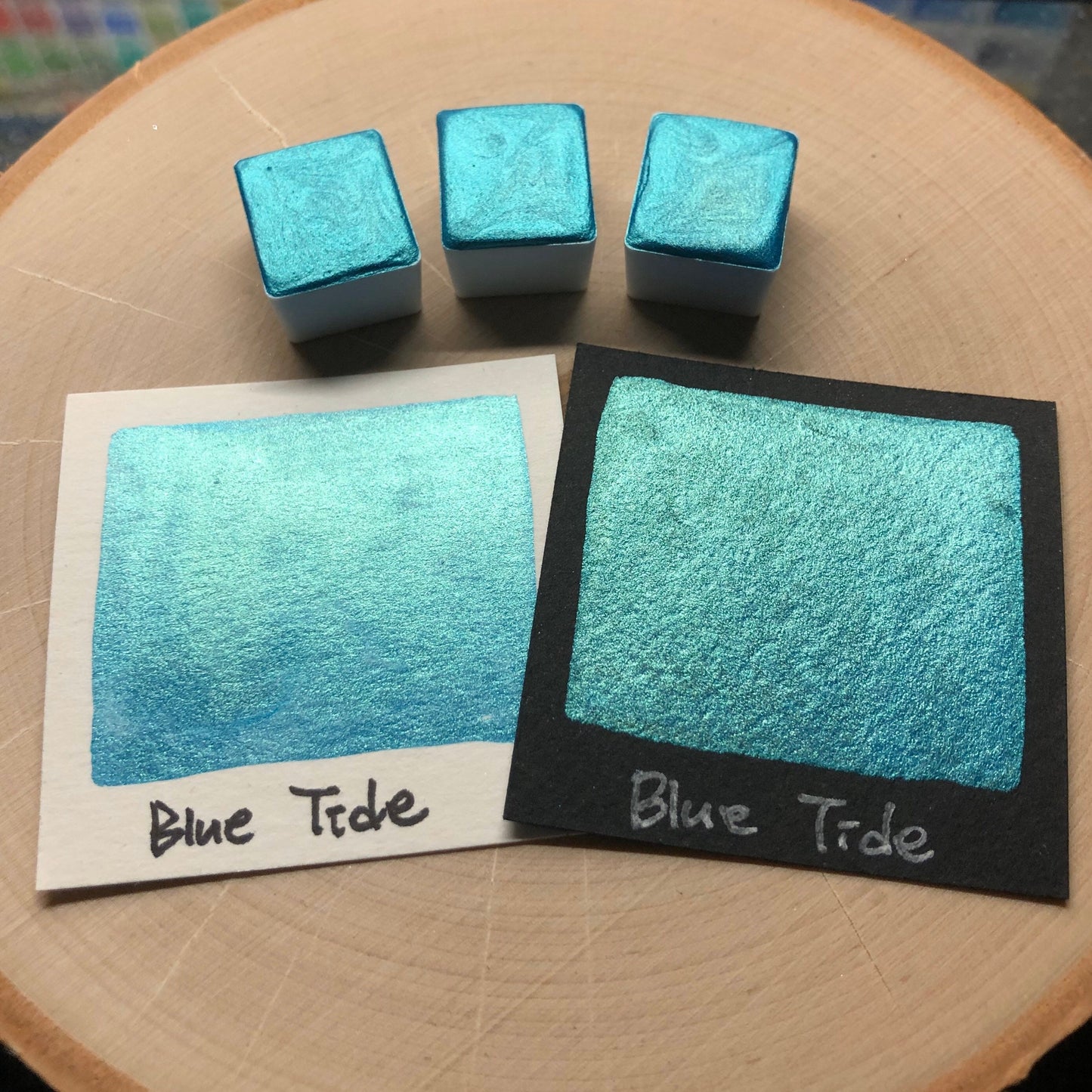 Blue tide teal watercolor paints half pan