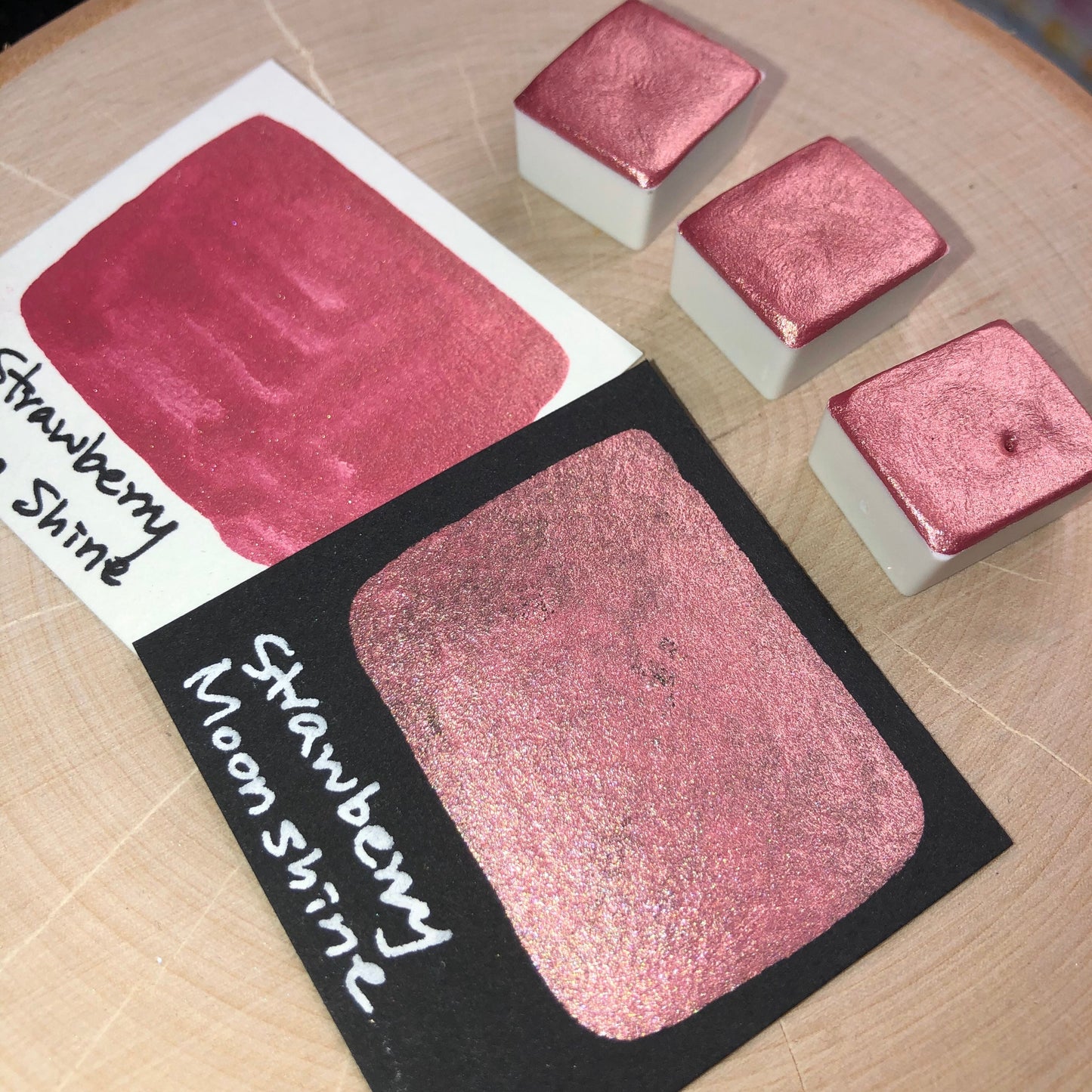 Strawberry Moonshine pink watercolor paints half pan