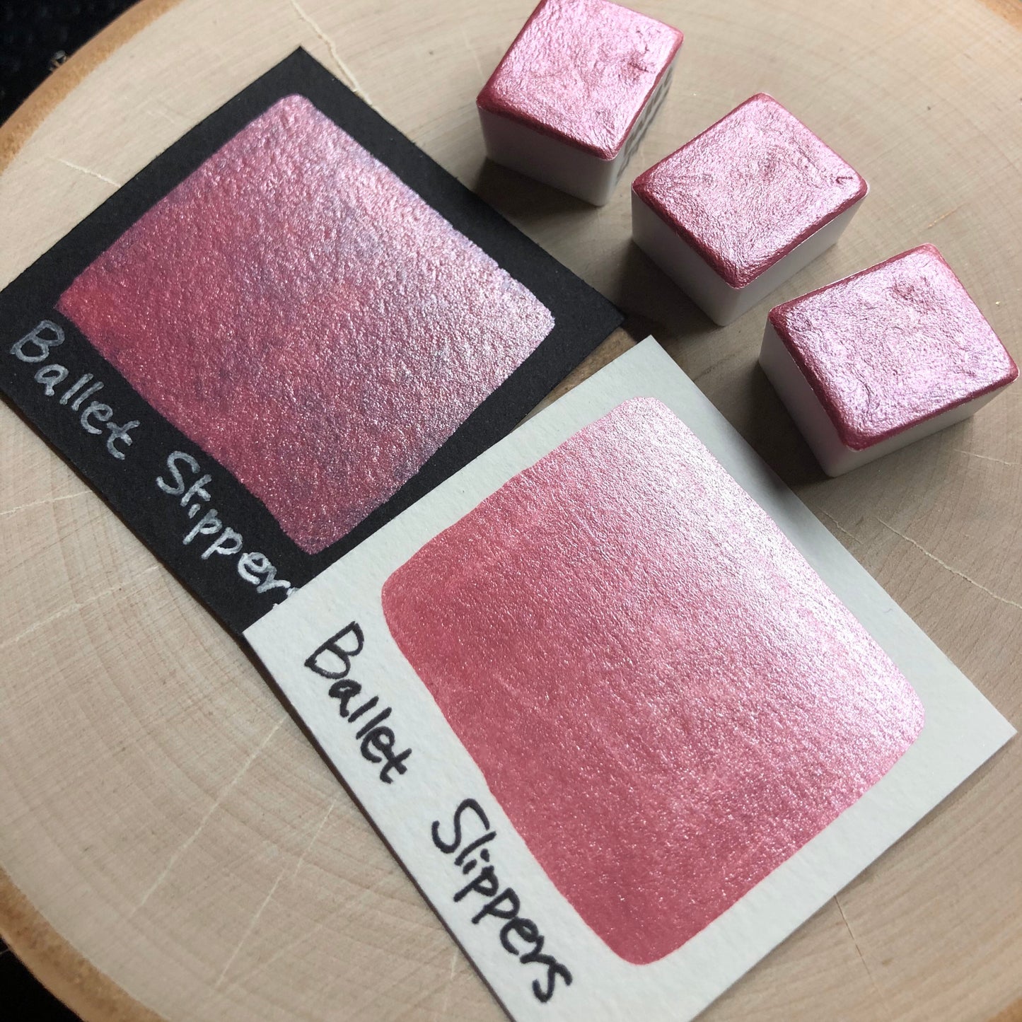 Ballet slippers pink watercolor paints half pans