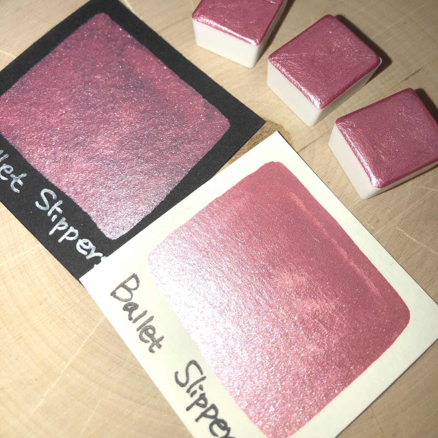 Ballet slippers pink watercolor paints half pans