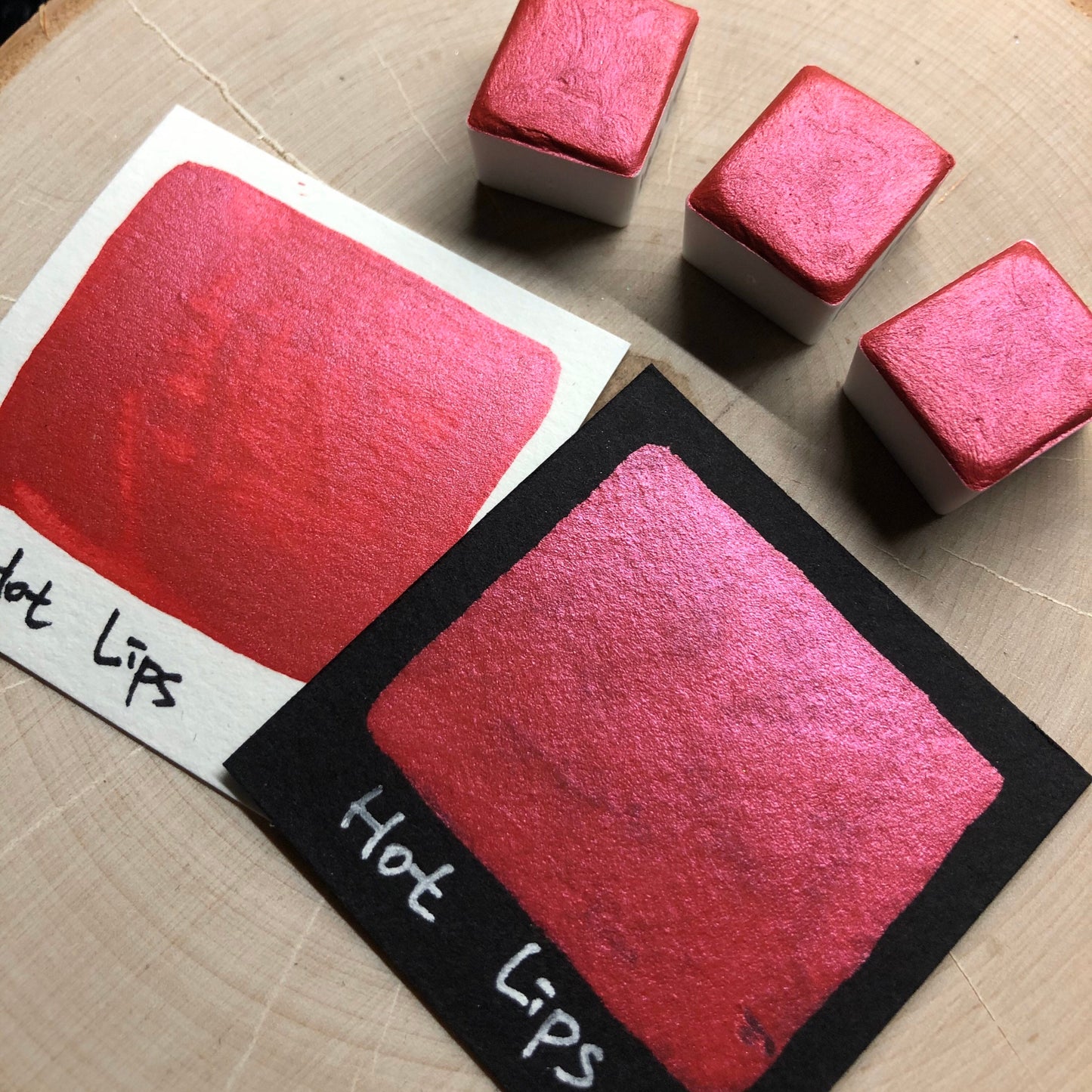 Hot lips pink watercolor paints half pans