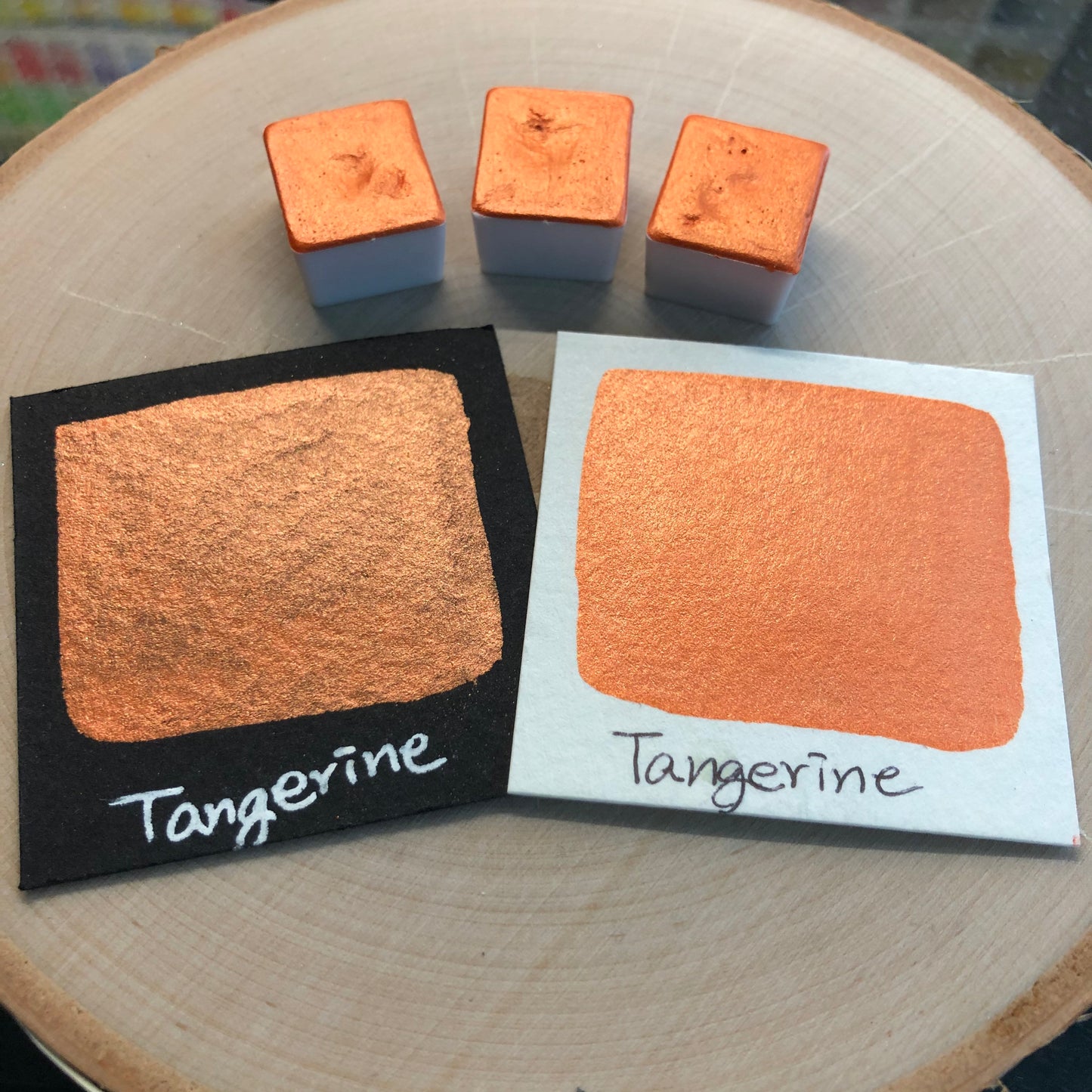 New Tangerine orange watercolor paints half pans