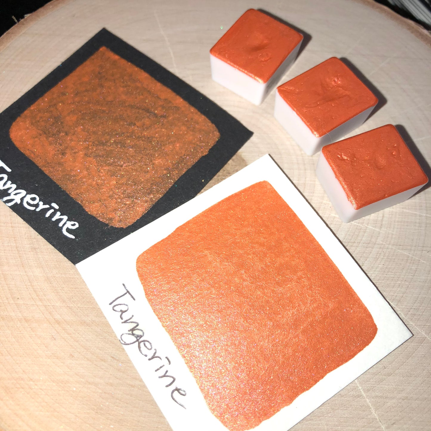 New Tangerine orange watercolor paints half pans