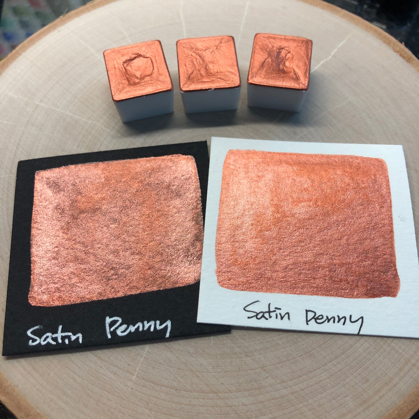 Satin penny red watercolor paints half pan